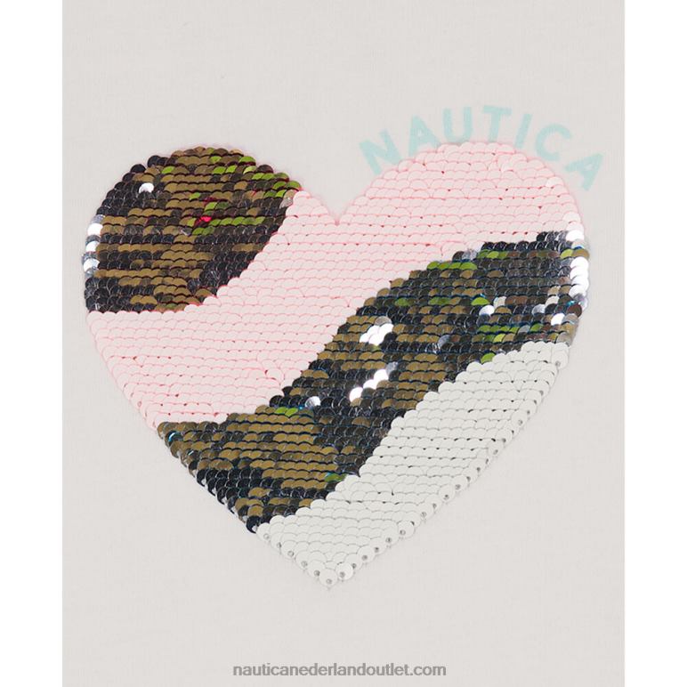 T-shirt met magisch hart met pailletten voor peutermeisjes (2t-4t) antieke whitewash Nautica 0828F1384