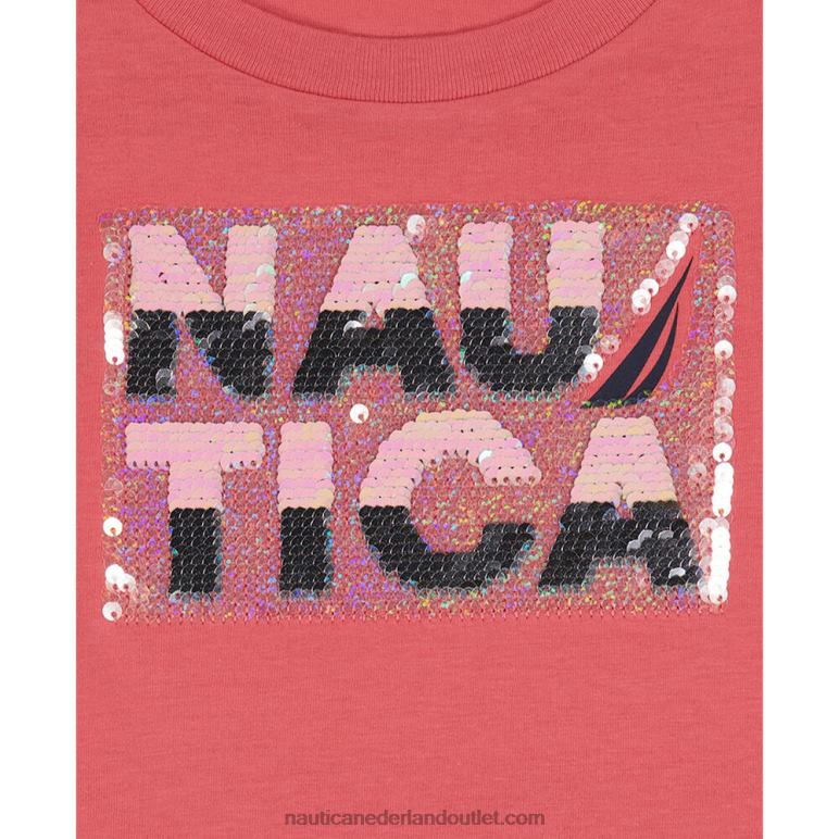 T-shirt met magische pailletten voor kleine meisjes (4-6x) framboos Nautica 0828F1426