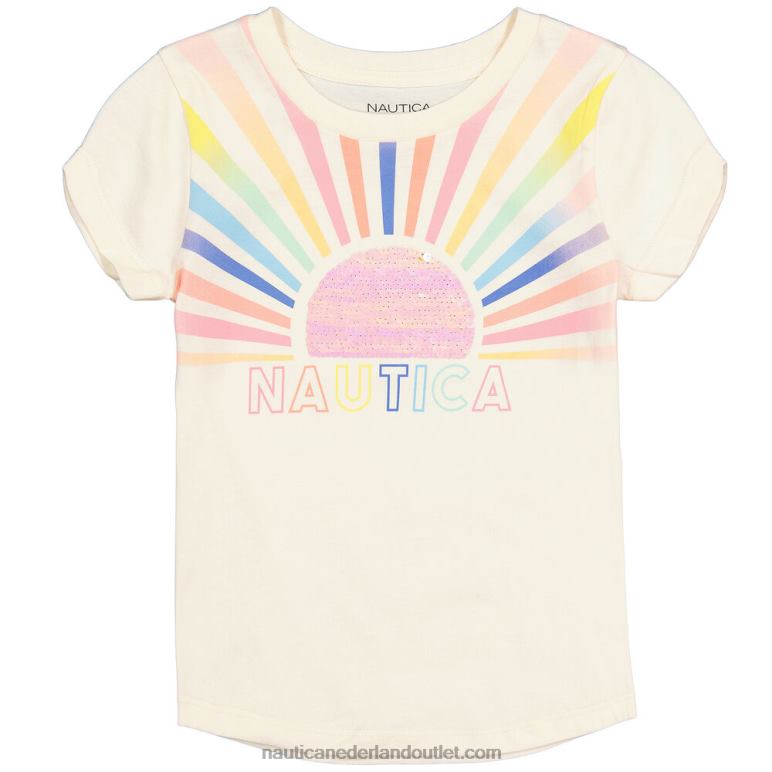 T-shirt met ombre zon voor kleine meisjes (4-6x) witte pet Nautica 0828F1388