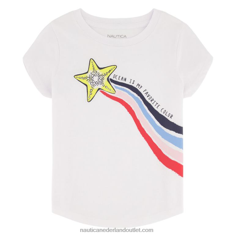 T-shirt vallende ster voor kleine meisjes (4-6x) antieke whitewash Nautica 0828F1533