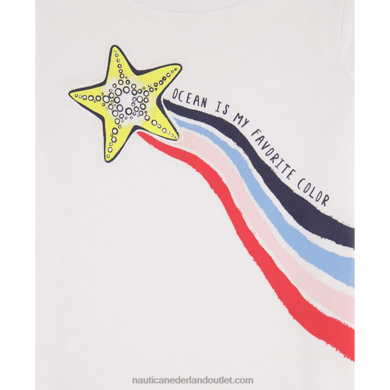 T-shirt vallende ster voor kleine meisjes (4-6x) antieke whitewash Nautica 0828F1533