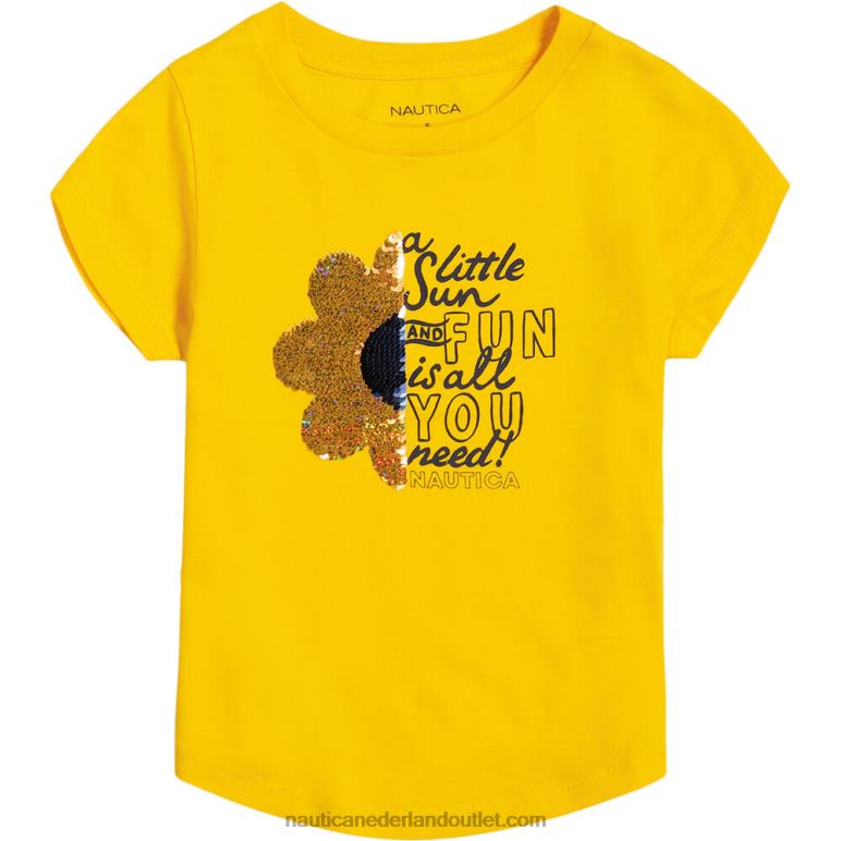 bloemen wind golven t-shirt voor kleine meisjes (4-6x) imperium goud Nautica 0828F1409