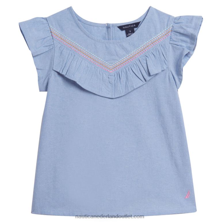 chambray topje met fladdermouwen voor peutermeisjes (2t-4t) nachtelijke zeeheide Nautica 0828F1437