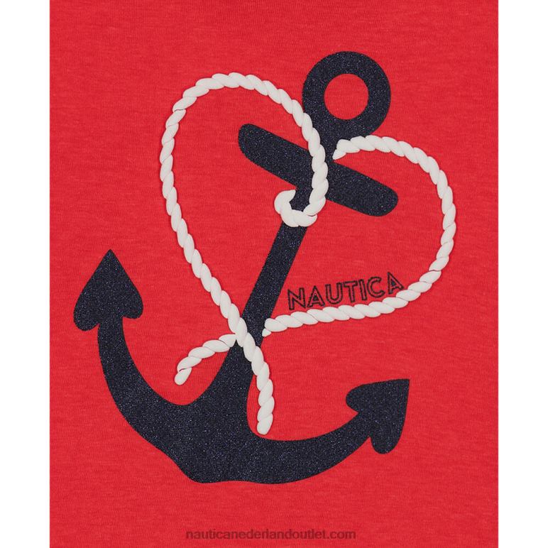 glitter anker t-shirt voor kleine meisjes (4-6x) boei rood Nautica 0828F1476