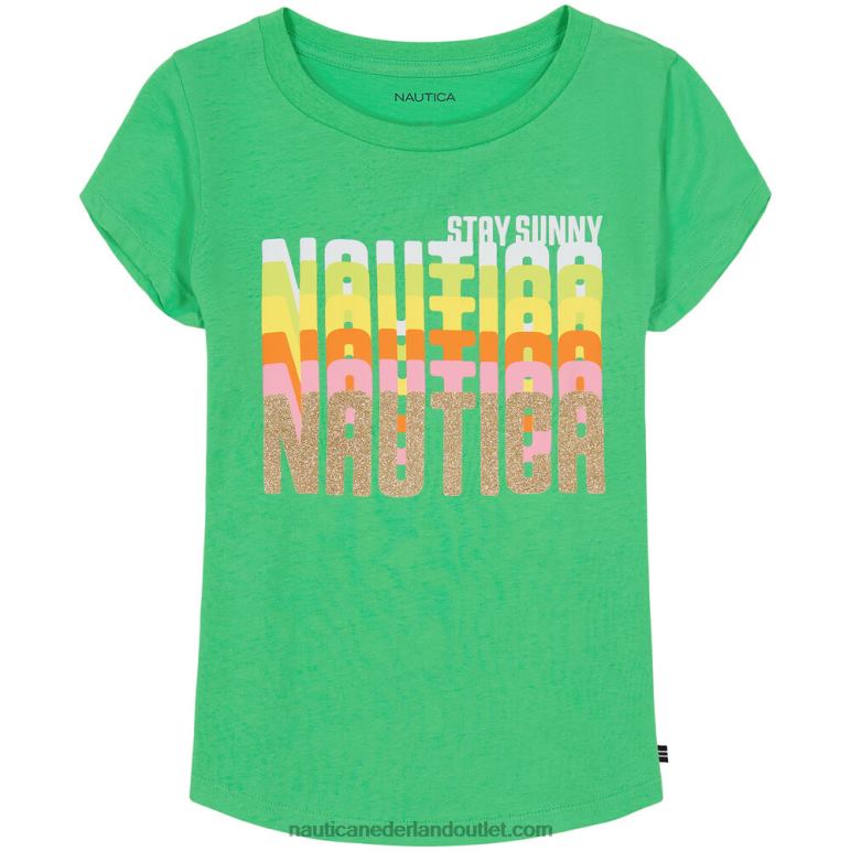 glitter zonnig t-shirt voor kleine meisjes (4-6x) donkere Jager Nautica 0828F1522