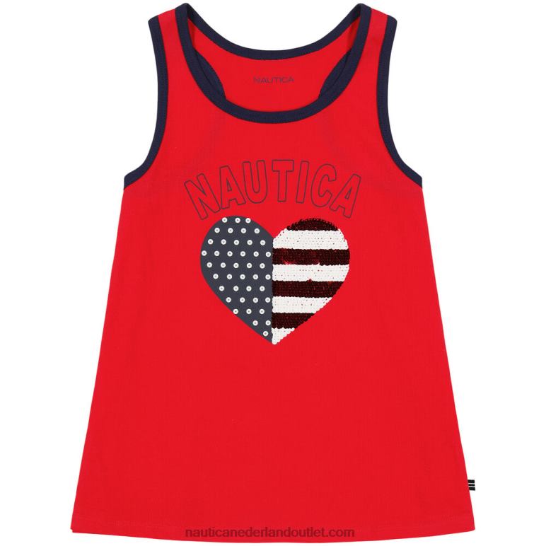 hartvormige tanktop met pailletten voor meisjes (7-16) bleke orchidee Nautica 0828F1516