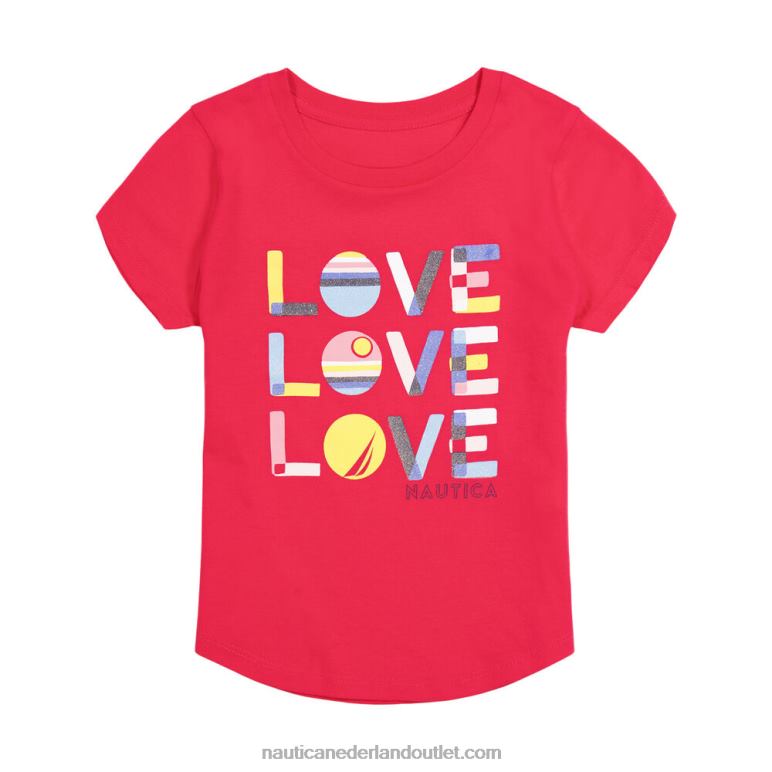 liefde liefde liefde t-shirt voor kleine meisjes (4-6x) lokken rood Nautica 0828F1403