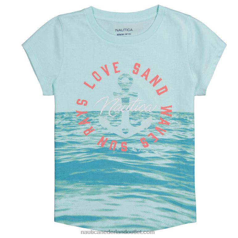 love waves t-shirt voor peutermeisjes (2t-4t) versleten chambray Nautica 0828F1391