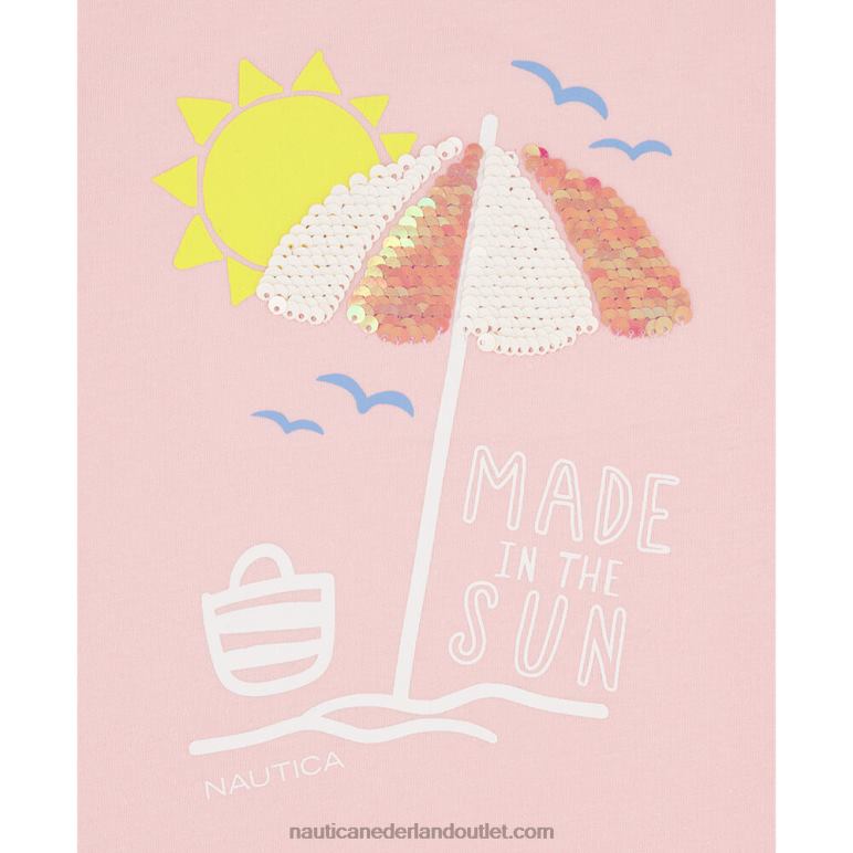 made in the sun t-shirt voor peutermeisjes (2t-4t) zonnescherm rood Nautica 0828F1506
