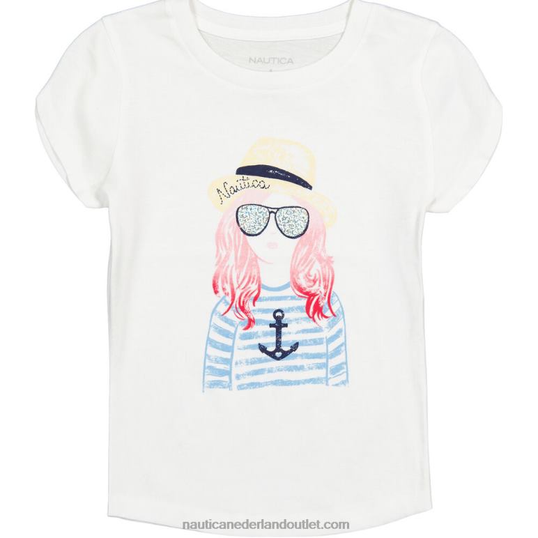 meisjes t-shirt meisjes (4-6x) antieke whitewash Nautica 0828F1422