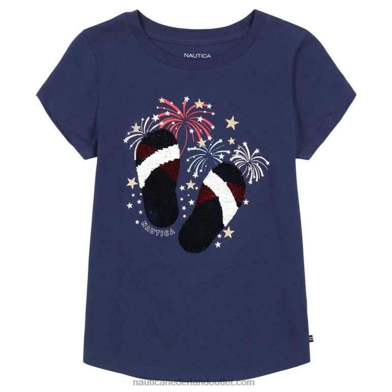 teenslippers voor peutermeisjes en T-shirt met vuurwerklovertjes (2t-4t) marine Nautica 0828F1559