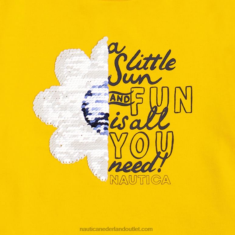 windgolven-t-shirt met bloemen voor peutermeisjes (2t-4t) imperium goud Nautica 0828F1402