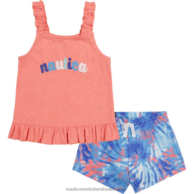 peuter meisjes tanktop 2pc badstof short set (2t-4t) riggin rood Nautica 0828F1468