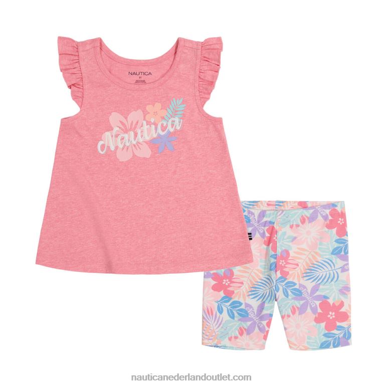 peuter meisjes tuniek set van 2 fietsbroeken (2t-4t) Bos Groen Nautica 0828F1465