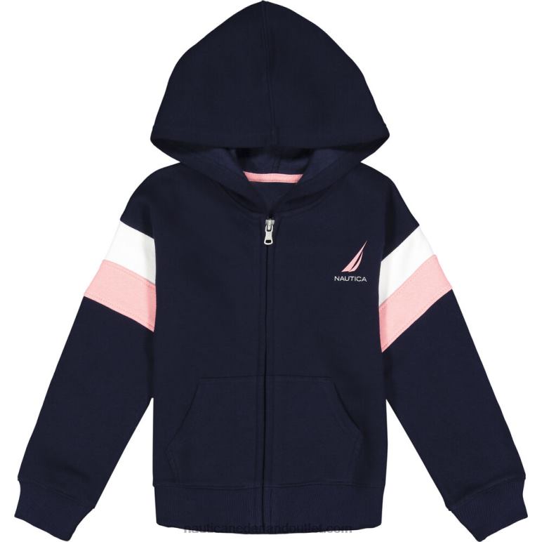 fleece hoodie met kleurvlakken voor kleine meisjes (4-6x) marine Nautica 0828F1331