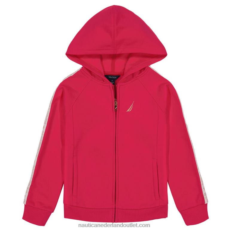peutermeisjes hoodie met zijstreep en volledige rits (2t-4t) donkere acacia Nautica 0828F1378