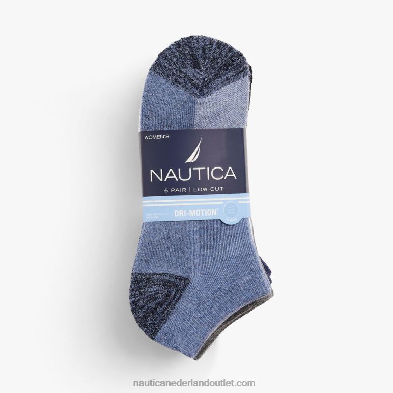 atletische laag uitgesneden sokken 6-pack multi Nautica 0828F802 vrouwen