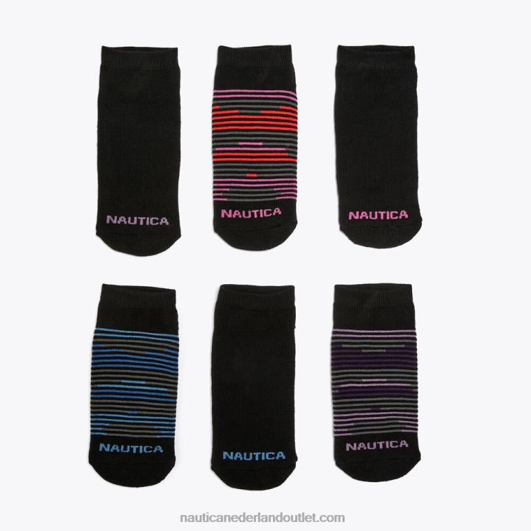 atletische laag uitgesneden sokken geschenkdoos 6-pack multi Nautica 0828F949 vrouwen