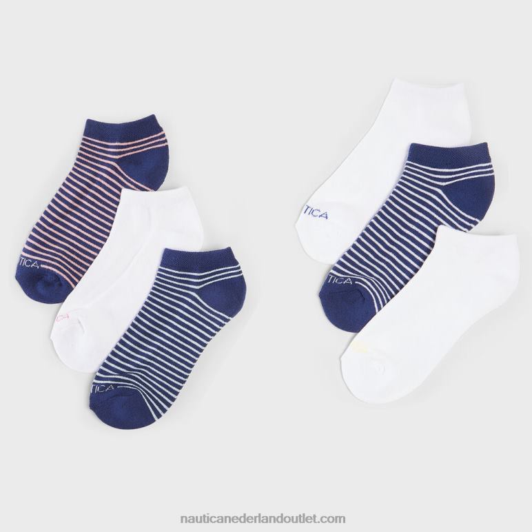 gestreepte laag uitgesneden sokken 6-pack multi Nautica 0828F846 vrouwen