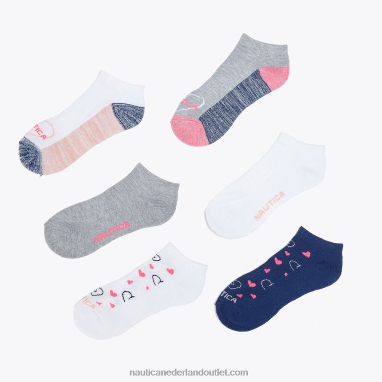 hart laag uitgesneden sokken 6-pack multi Nautica 0828F804 vrouwen