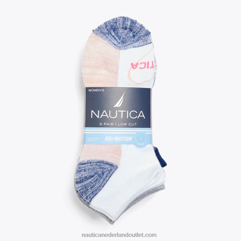 hart laag uitgesneden sokken 6-pack multi Nautica 0828F804 vrouwen