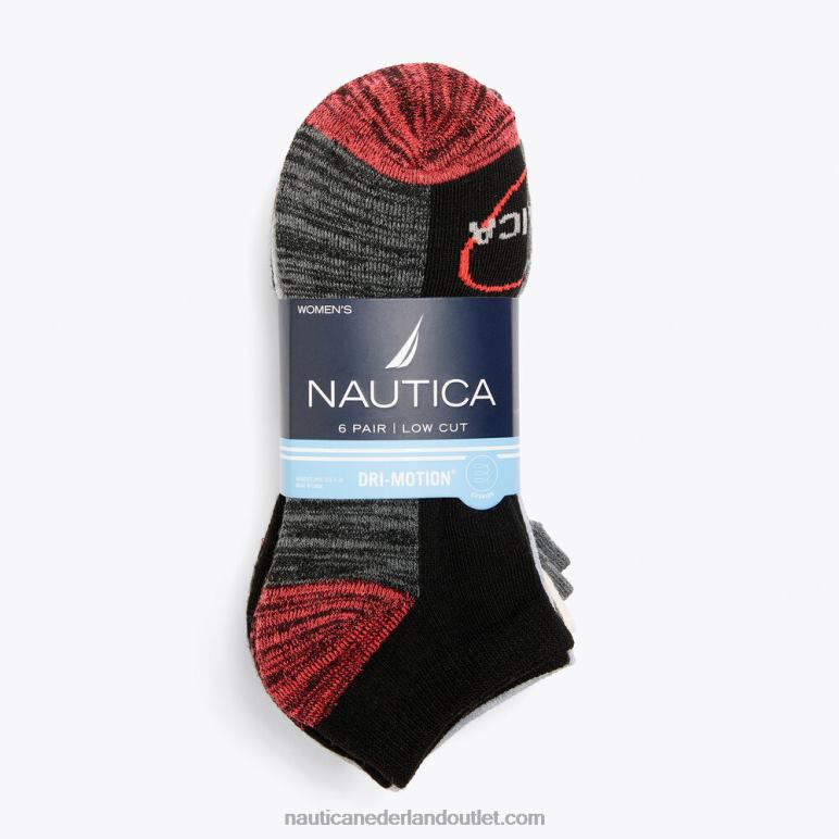 hart laag uitgesneden sokken 6-pack multi Nautica 0828F843 vrouwen