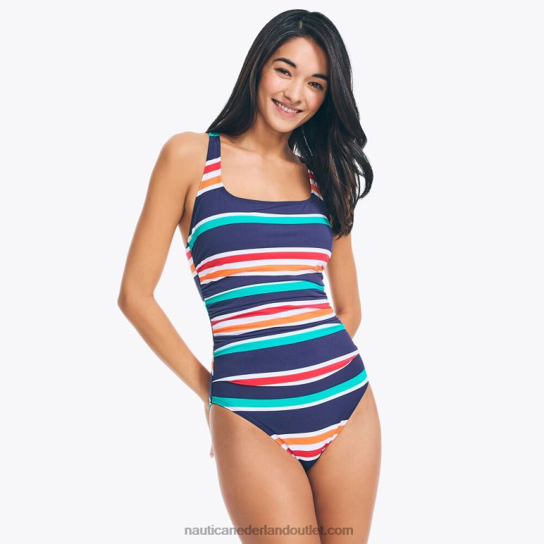 gestreept zwempak uit één stuk stellaire blauwe heide Nautica 0828F969 vrouwen