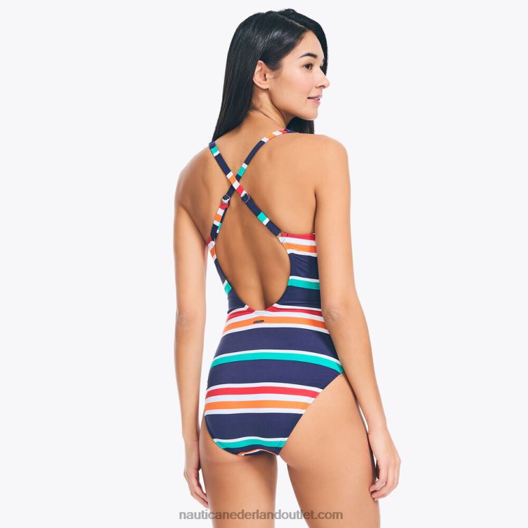 gestreept zwempak uit één stuk stellaire blauwe heide Nautica 0828F969 vrouwen