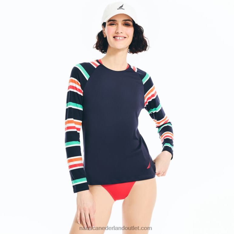 gestreepte rashguard stellaire blauwe heide Nautica 0828F1022 vrouwen