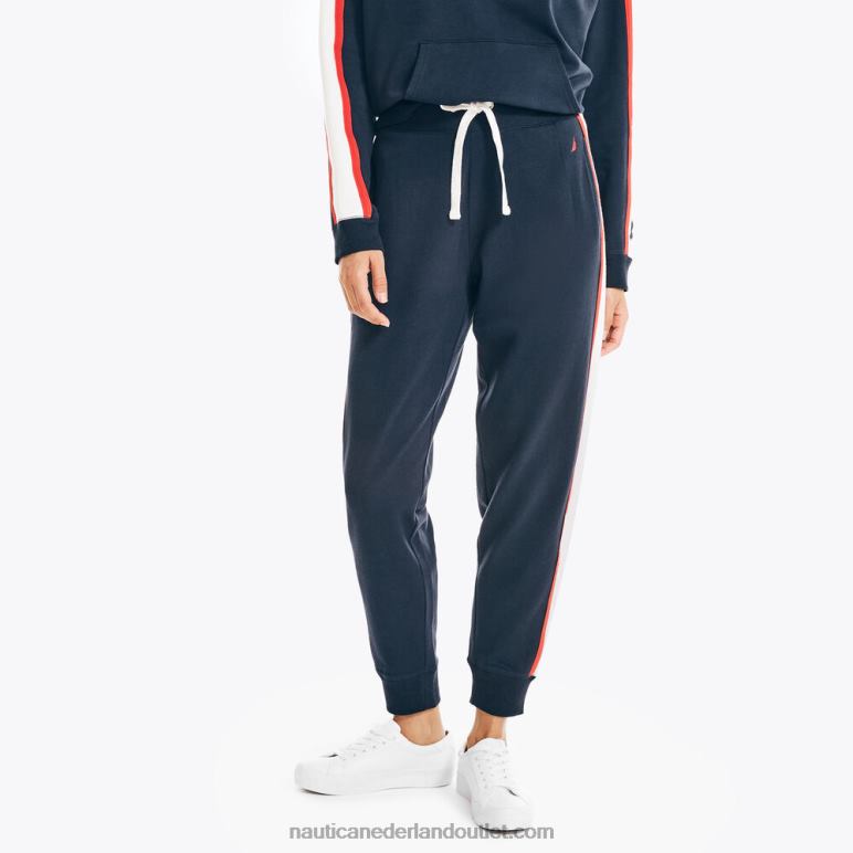 Colorblock joggingbroek van stretchfleece stellaire blauwe heide Nautica 0828F748 vrouwen