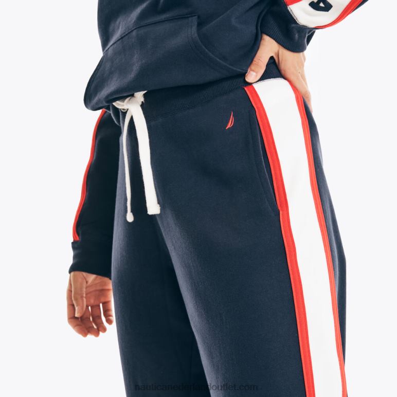 Colorblock joggingbroek van stretchfleece stellaire blauwe heide Nautica 0828F748 vrouwen