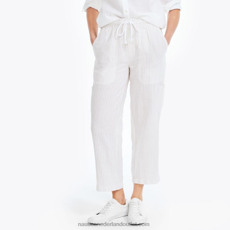 duurzaam vervaardigde gestreepte pull-on broek witte pet Nautica 0828F735 vrouwen