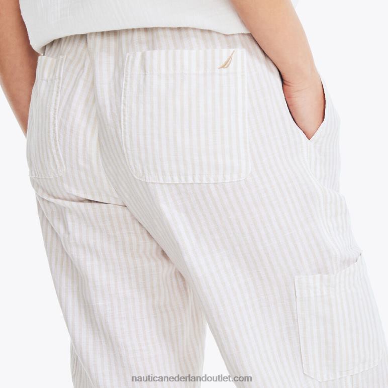 duurzaam vervaardigde gestreepte pull-on broek witte pet Nautica 0828F735 vrouwen