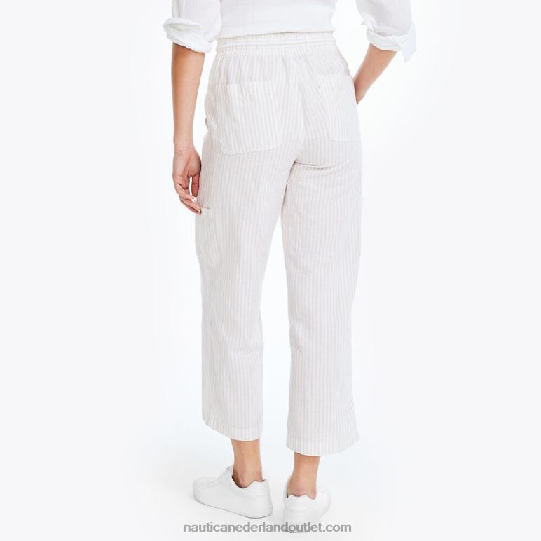 duurzaam vervaardigde gestreepte pull-on broek witte pet Nautica 0828F735 vrouwen