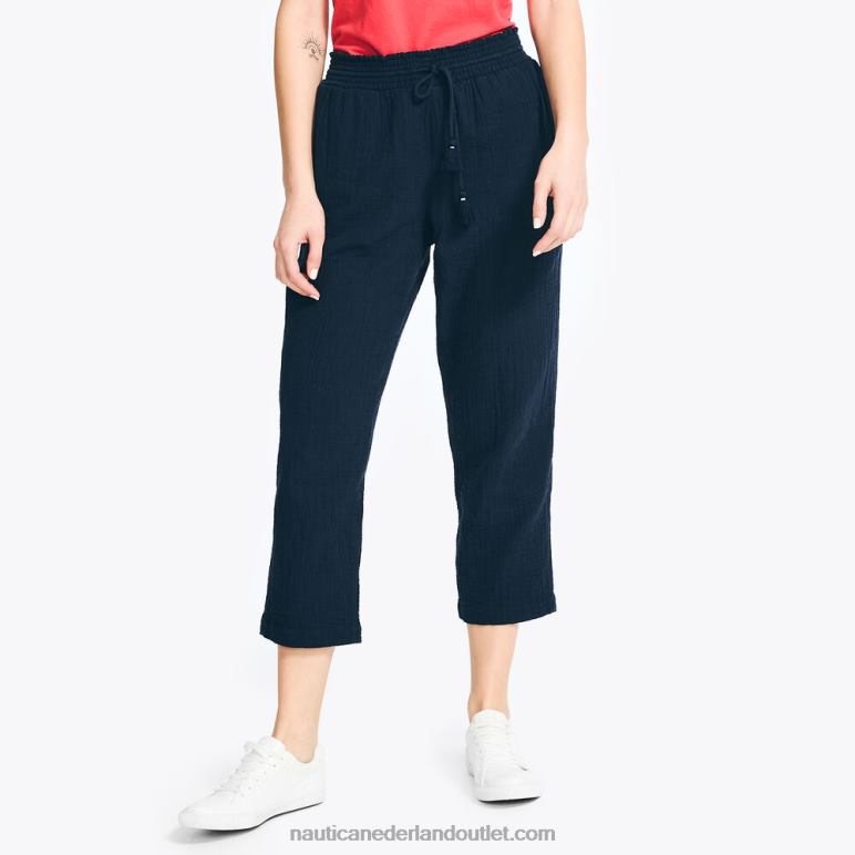 gesmokte cropped pull-on broek stellaire blauwe heide Nautica 0828F1001 vrouwen