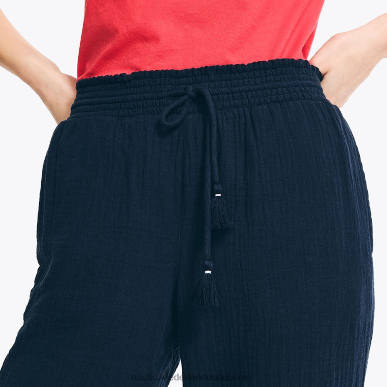 gesmokte cropped pull-on broek stellaire blauwe heide Nautica 0828F1001 vrouwen