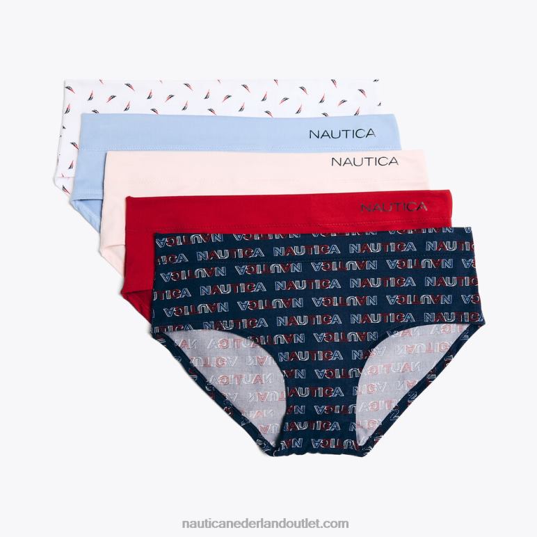 Hipster-slips met logoprint, 5-pack werkhemd blauw Nautica 0828F800 vrouwen