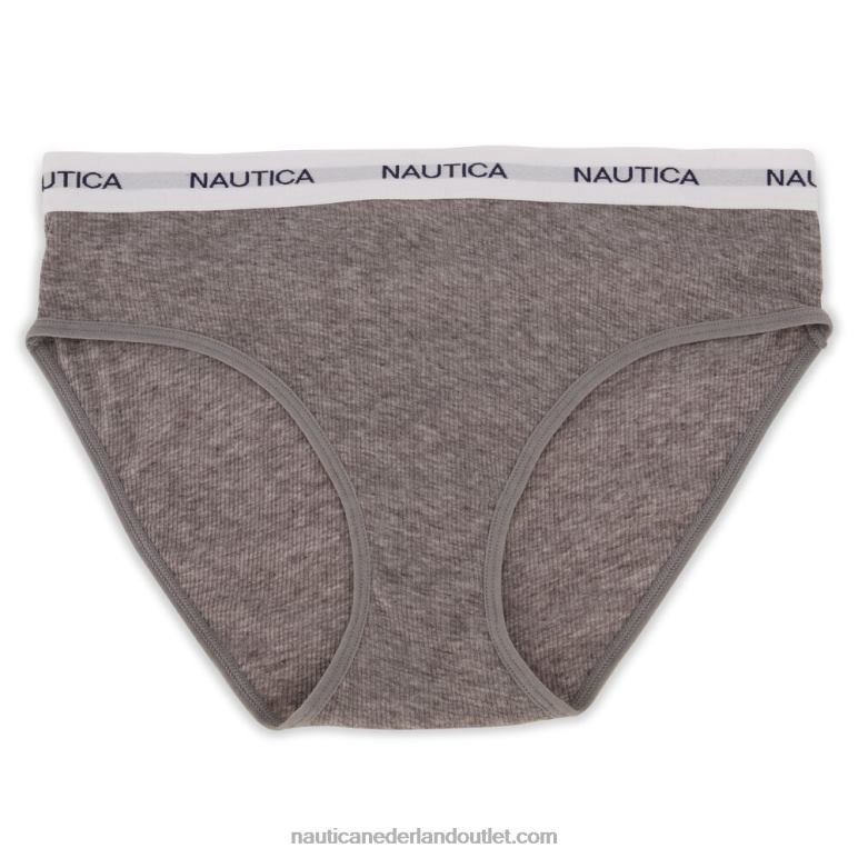 geribbelde hipsterslips met logo 5-pack zwart Nautica 0828F809 vrouwen