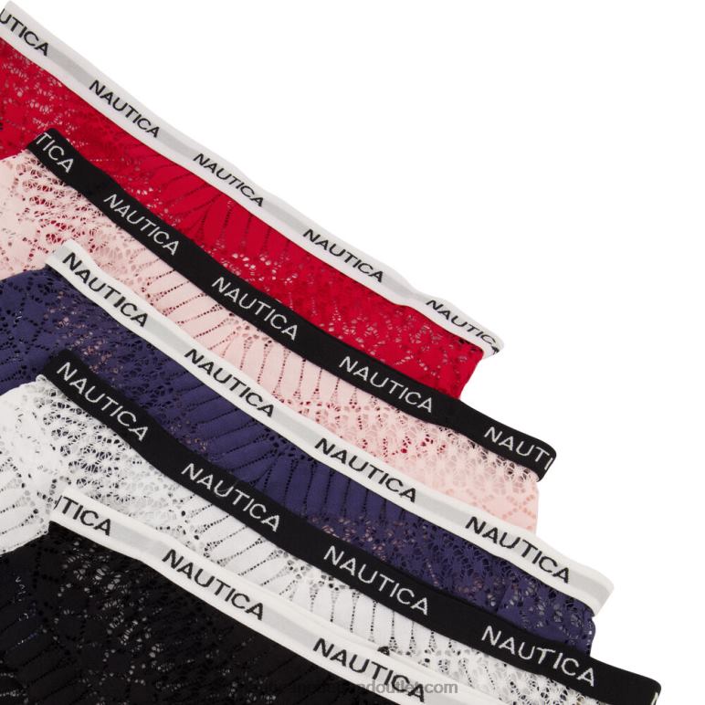 jacquard kanten hipster slips 5-pack zwart Nautica 0828F845 vrouwen