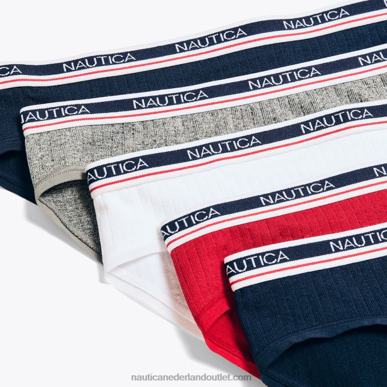 naadloos geribbeld bikinibroekje met logo 5-pack werkhemd blauw Nautica 0828F783 vrouwen