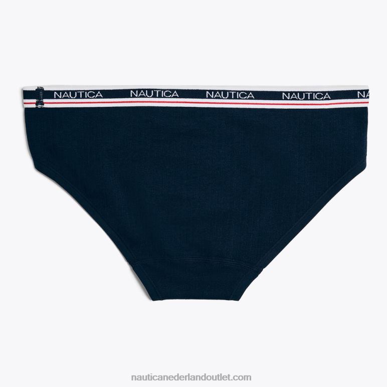 naadloos geribbeld bikinibroekje met logo 5-pack werkhemd blauw Nautica 0828F783 vrouwen