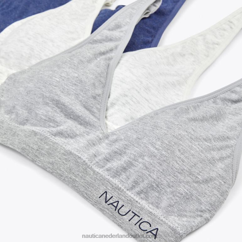 naadloze bh met logo 3-pack engel blauw Nautica 0828F1004 vrouwen