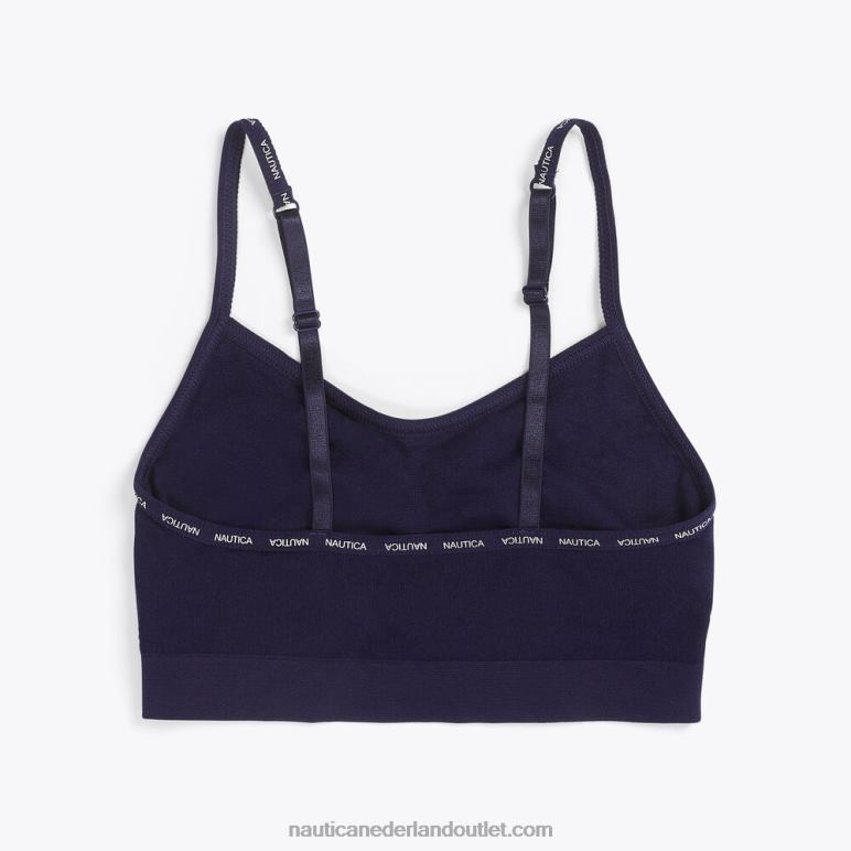 naadloze bralette met logorand, 3-pack werkhemd blauw Nautica 0828F833 vrouwen