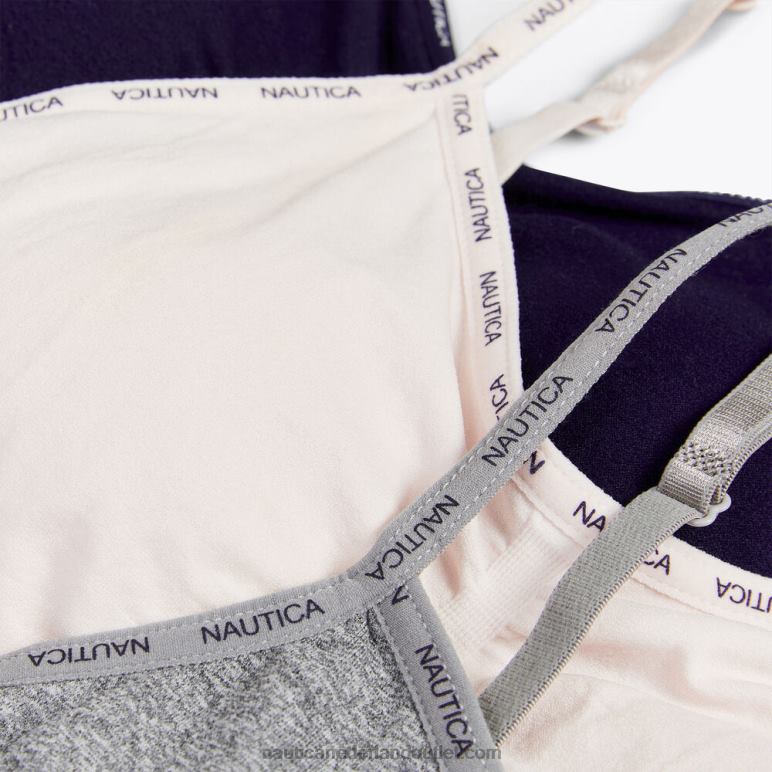 naadloze bralette met logorand, 3-pack werkhemd blauw Nautica 0828F833 vrouwen