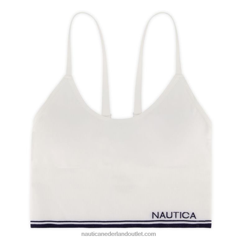 naadloze jacquard streep en logo brami 3-pack werkhemd blauw Nautica 0828F828 vrouwen