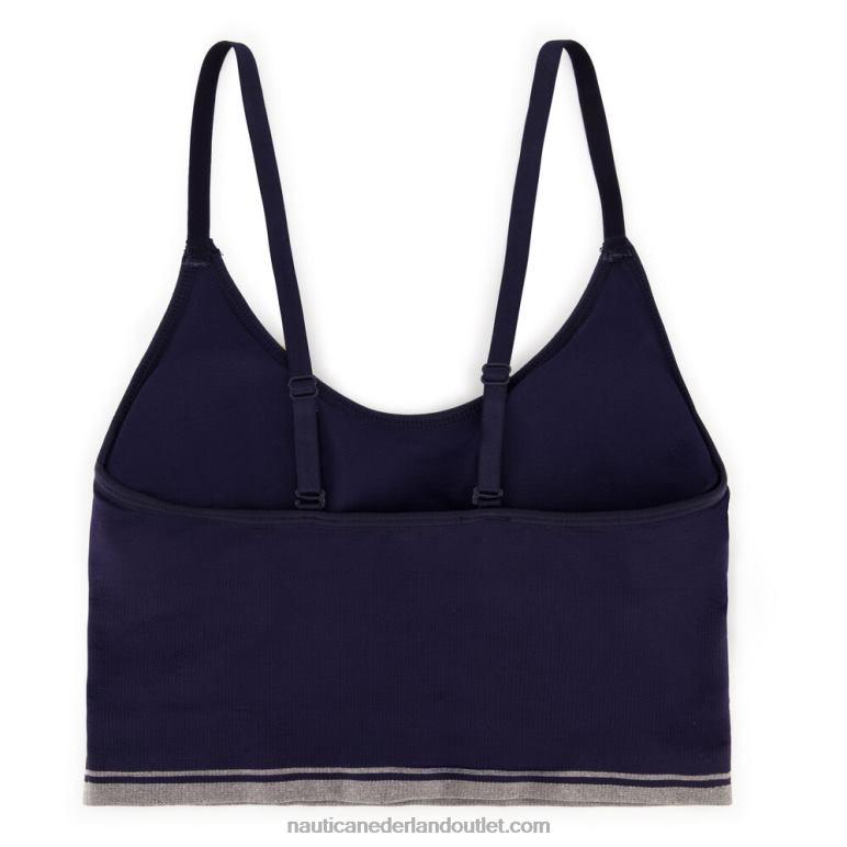 naadloze jacquard streep en logo brami 3-pack werkhemd blauw Nautica 0828F828 vrouwen