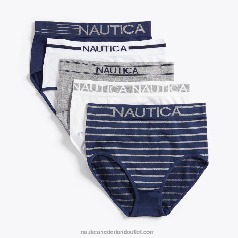 naadloze slip met logo 5-pack antieke whitewash Nautica 0828F1040 vrouwen