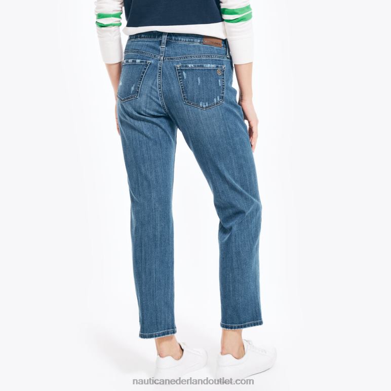 duurzaam vervaardigde true flex mid-rise straight denim werkhemd blauw Nautica 0828F776 vrouwen