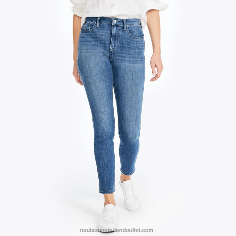 duurzaam vervaardigde true flex skinny denim met hoge taille en curvy fit blauwe indigo heide Nautica 0828F774 vrouwen