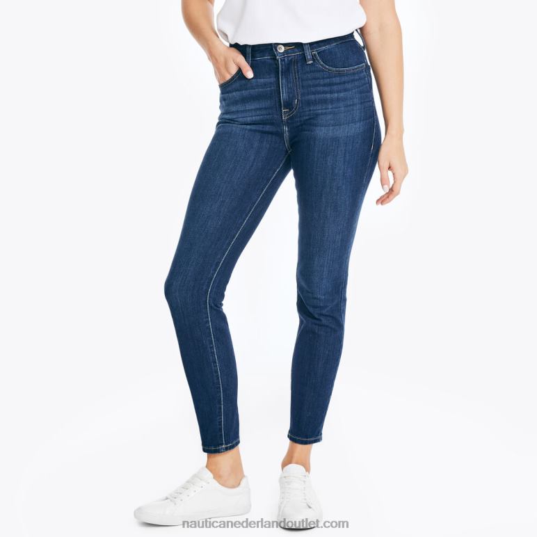duurzaam vervaardigde true flex skinny denim met hoge taille en curvy fit saffier/donkergeel Nautica 0828F773 vrouwen